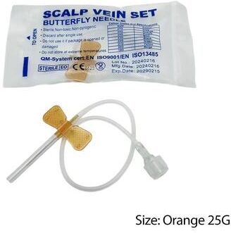 Inspired Living 50 Pack Disposable Butterfly Veterinary Infusion Needles For Pets orange 25g