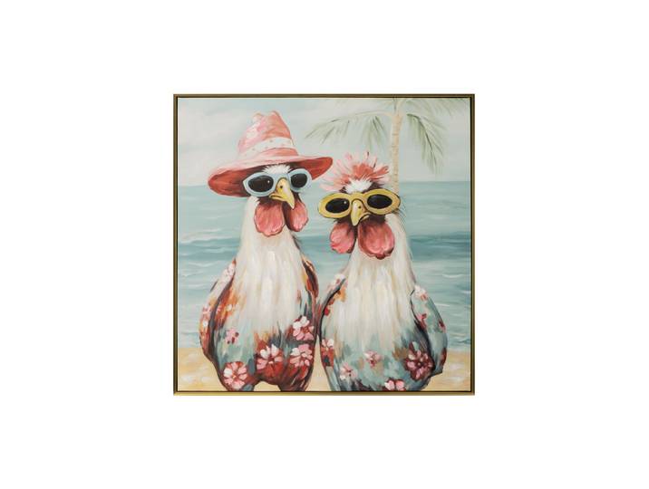Handbemaltes, gerahmtes Bild „Chicks in the caribbean“ 70 x 70 cm Multicolor Crea Collection