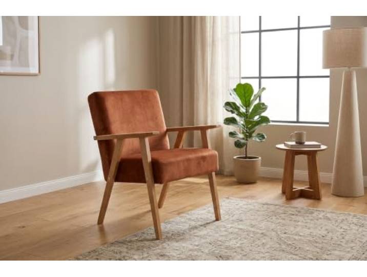 Family Meble Sessel Soler Royal Aura – Retro-Sessel im Vintage-Stil mit Stoff-Bezug – Orange · 7