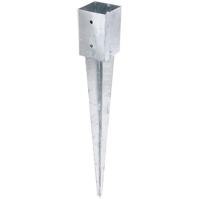 Einschlag-Bodenhülse ALBERTS "91x91 mm", silber (silberfarben), B:9,1cm, Stahl, Bodenanker, für Vierkantholzpfosten, Gesamtlänge 750 mm