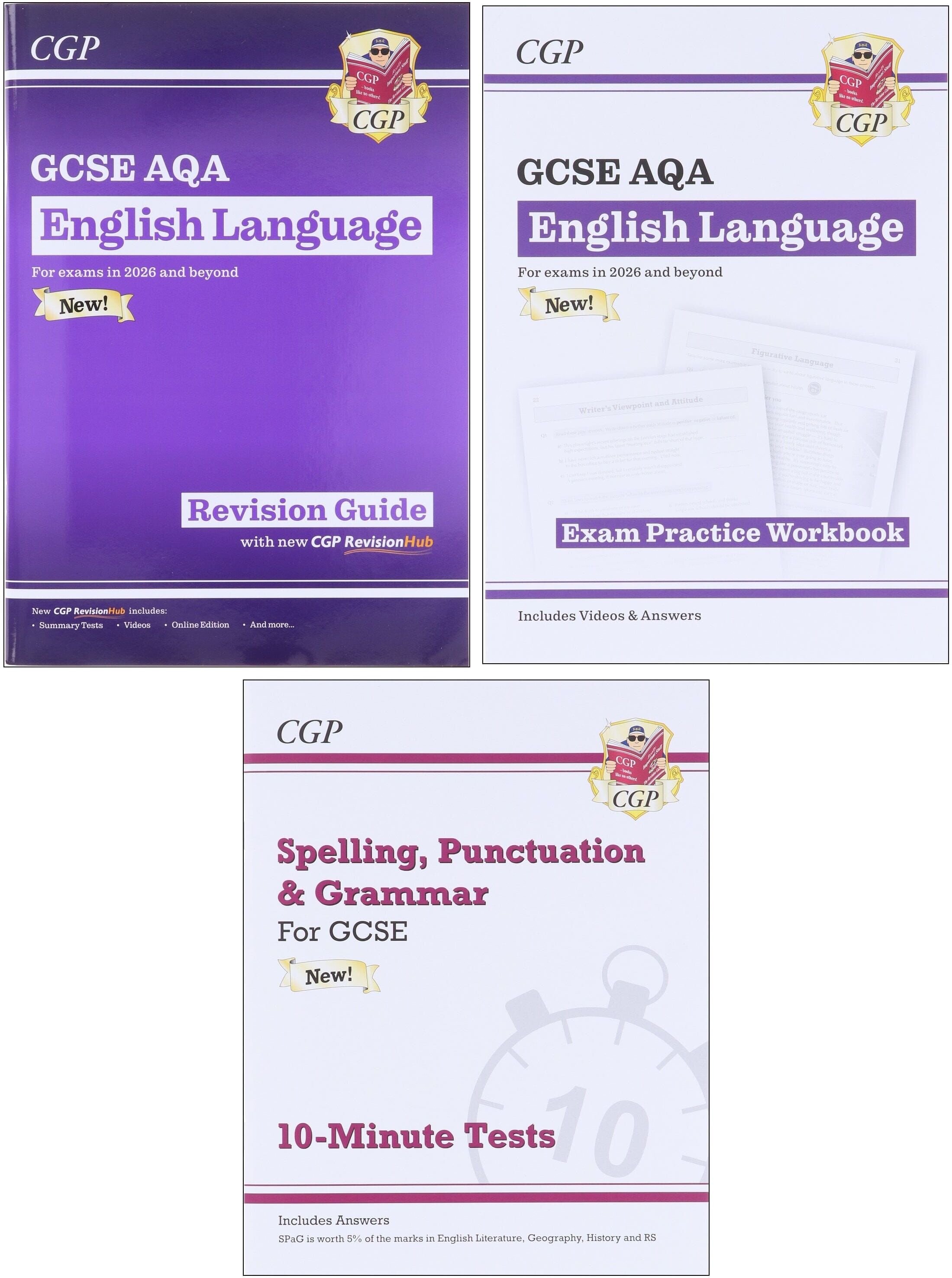 CGP GCSE AQA English Language Bundle: For Exams in 2026 and Beyond (Includes Videos & Answers) 3 Books Set - Paperback Coordination Group Publications Ltd (CGP)