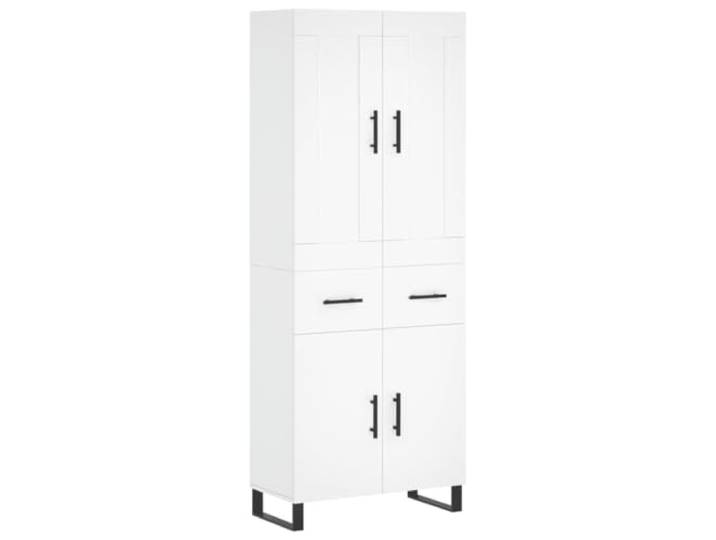 HKTMGDNG Highboard Weiß 69,5x34x180 cm Kommode Schrank Formschöne Vitrinenalternative mit Metallfüßen für Wohnzimmer und Essbereich, schafft strukturierten Stauraum.