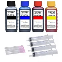 Nachfüllset für Brother Tintenpatronen LC-970, 980, 1000, 1100, 1240 - 4 x 100 ml Sensient Tinte