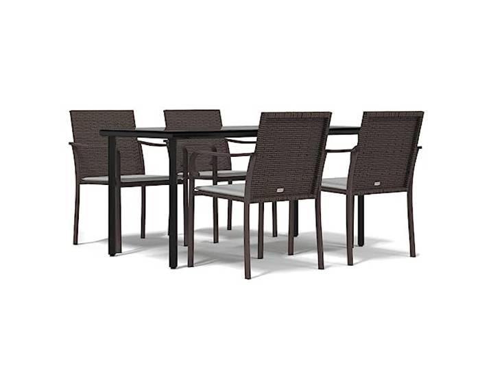PUGYNBK Esszimmer-Set für den Garten, 5-teilig, aus synthetischem Rattan, Stahl