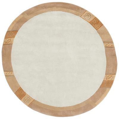 Wollteppich LUXOR LIVING "India" Gr. 10, beige, H:20mm Ø:200cm, Wolle, Teppiche, reine Wolle, mit Bordüre, Wohnzimmer