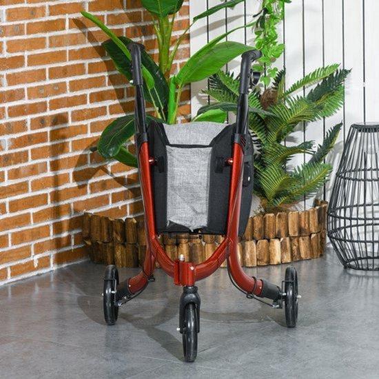 Aluminium-Rollator mit Sitzgelegenheit - inklapbar - 86,5-99 cm Höhe - lichtgewicht - roter Rollator mit Gepäcktasche