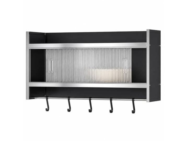 ZDMZR Wandschrank, Edelstahl Rahmen, Metall Hängeschrank Staubdichte Acryl-Schiebetüren, Wandorganizer in Verschiedenen Größen, Hängeschiene und Haken(80x25x46CM/31x10x18IN)