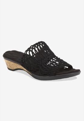 Women's Kudos Wedge Sandal by Ros Hommerson in Black Fabric (Size 8 N)