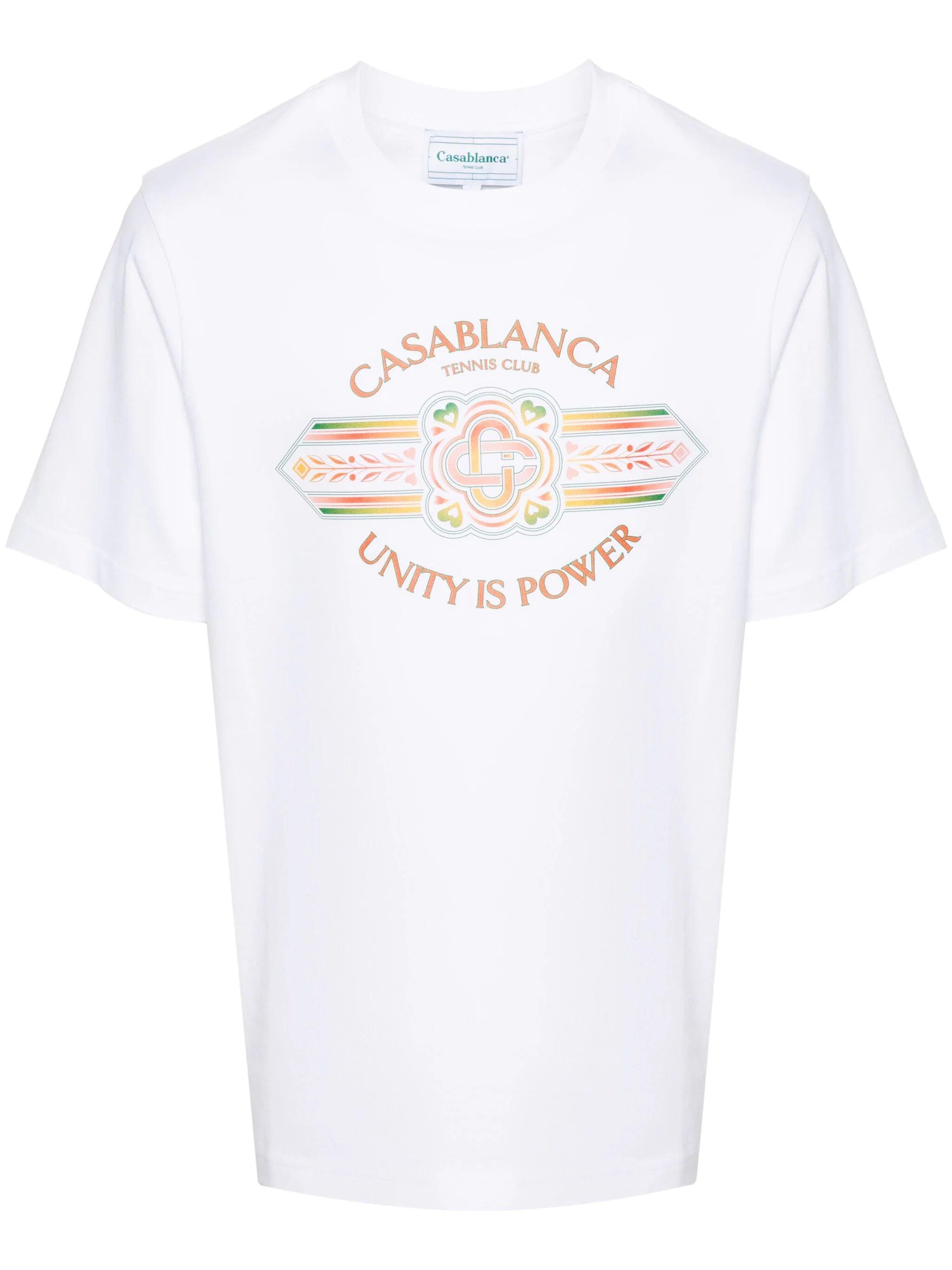 Casablanca Einigkeit ist Macht Bedrucktes T-Shirt in Weiß