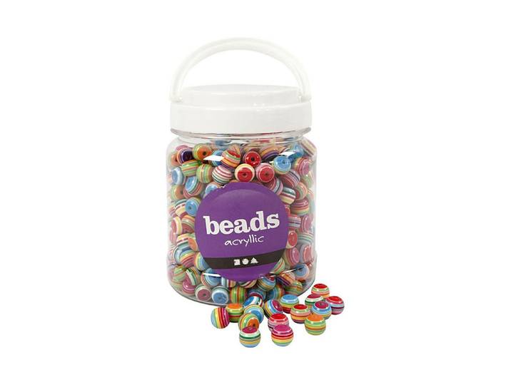 Creative Company Multi-Streifen-Mix Runde Resinperlen ⌀ 1.2 cm