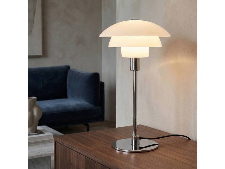 Dyberg Larsen Designer Tischlampe Morph, weiß / opal, für Wohn- / Esszimmer, Glas, Design, Tischlampe