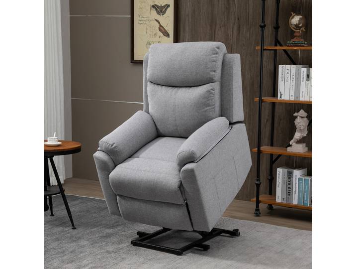 HOMCOM Fauteuil Électrique Relax Gris Chiné Lin