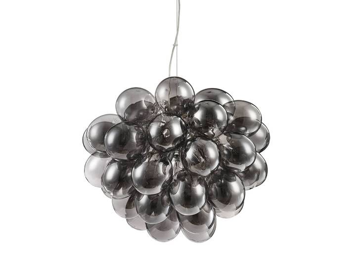 Pendelleuchte Balbo Ø 50cm Grau/Silber Mischmetall / Rauchglas G9