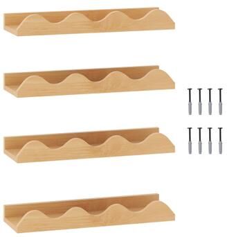 Costway 16 Inch Kids Bookshelf Set of 4 Floating Nursery Book Shelves for Decoration Book Toy Storage-Natural