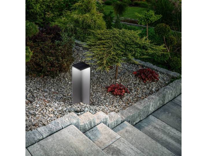 Fabas Luce LED-Solarwegeleuchte Fold, dunkelgrau, Bewegungsmelder, IP54 Fold, schwarz, Aluminium, Modern