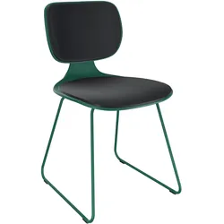 Klöber CoMeet Steel Kufenstuhl mit Polsterung - Pine Green (9045) / Era Forward Schwarz CSE (0431)