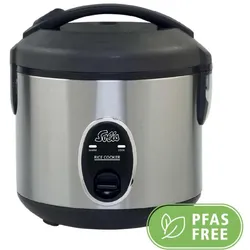 Solis Rice Cooker Compact Typ 821, Dampfgarer + Reiskocher, Schwarz, Silber
