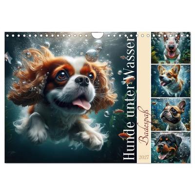 Badespaß - Hunde unter Wasser (Wandkalender 2027 DIN A4 quer), CALVENDO Monatskalender
