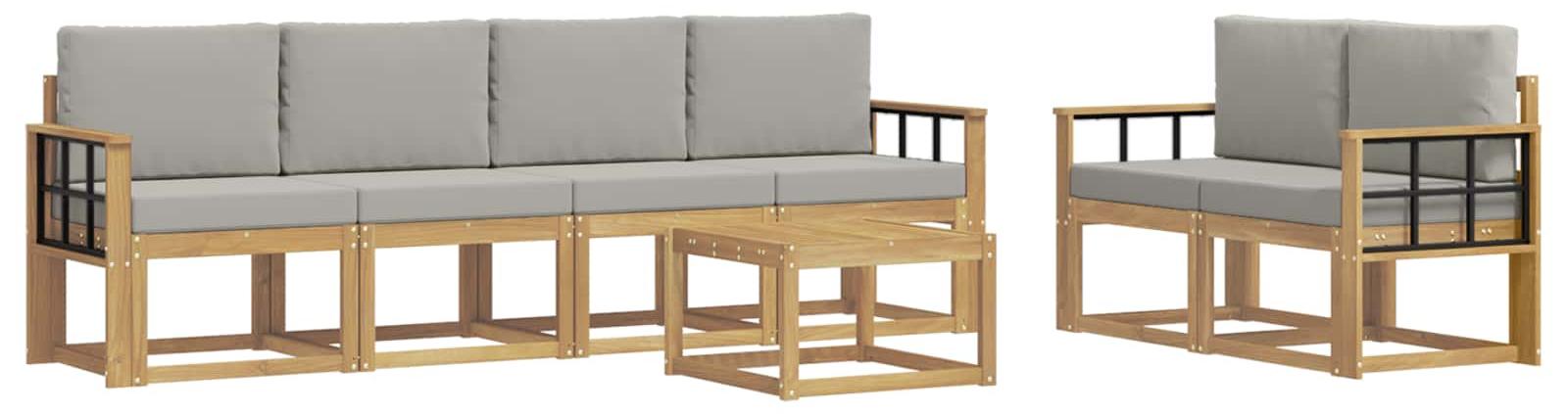 Gartenmöbel-Set, 7-teilig, bestehend aus Sofas, in Weiß und Hellgrau