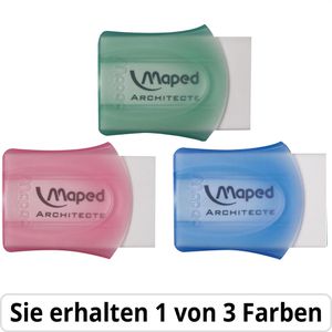Maped Radiergummi Architecte, 511010, für Blei-und Buntstifte, sortiert, PVC-frei, Kunststoff
