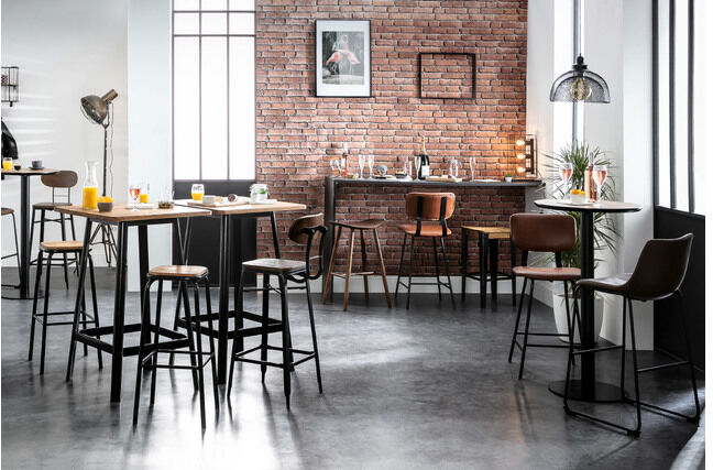 Miliboo Industrieller Design-Hocker Metall und 65 cm MADISON