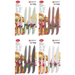 alpina Messerset 5-teilig 32/31,5/23,5/19cm, Küchenmesser, Grau, Blau, Weiss, Braun, Beige