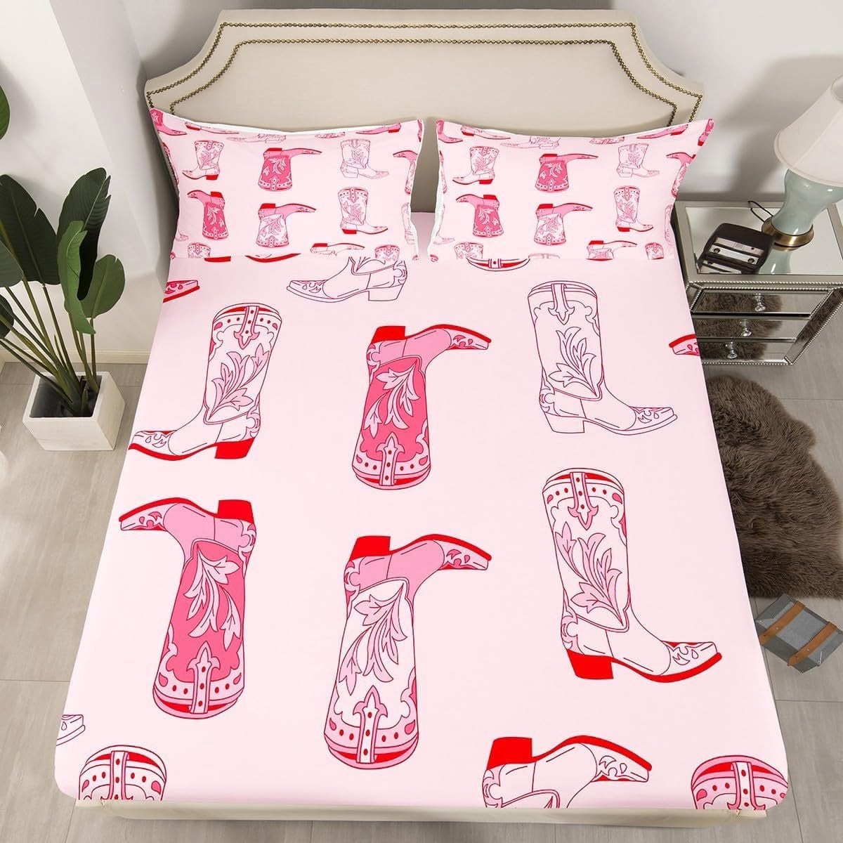 Cowboy Stijl Bedlinnen Set voor Kinderen met Matrasbeschermer, Aztec Patroon en Bohemian Design