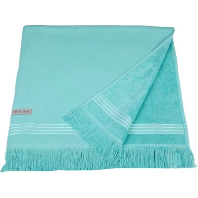 Hamamtuch ROSS "Hamam", blau (lagune), B:90cm L:180cm, Hamam Frottier, Hamam Frottier, Handtücher, idealer Begleiter für Strand, Sauna oder Wellnessbereich