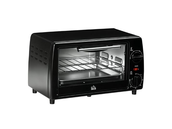 FELIXLEO Minibackofen Mini Ofen Toasterofen 10 L Backblech Grillrost Timer Schwarz