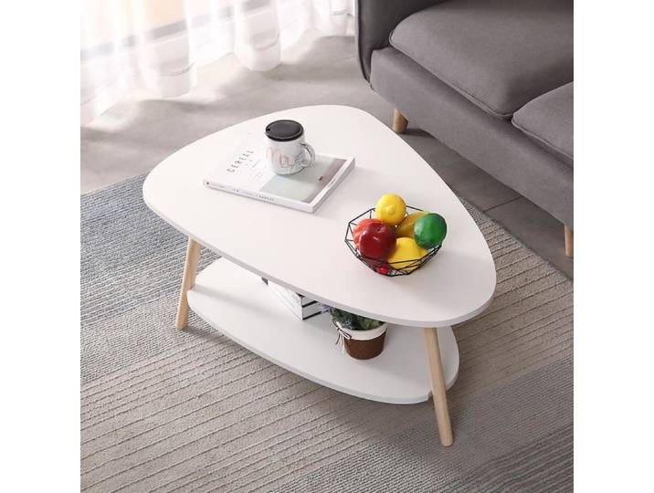 Table basse ovale - JEOBEST - Moderne - 90*60*40cm - Blanc et noir