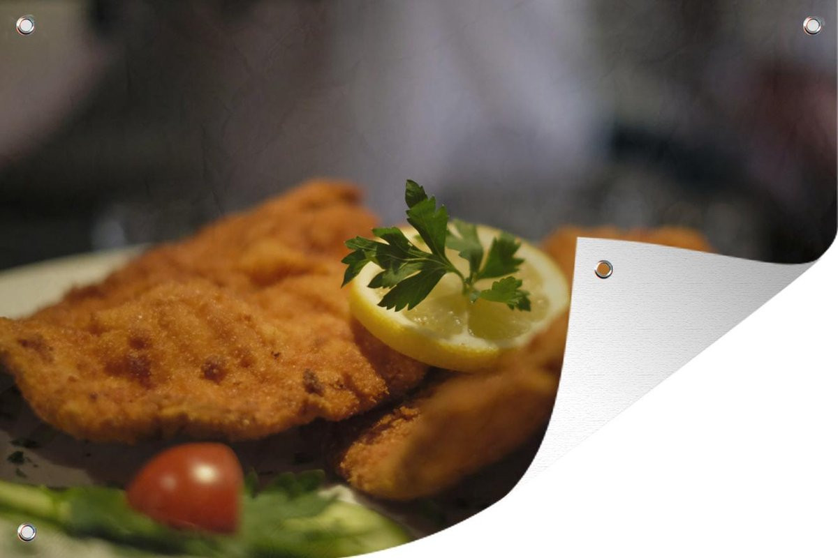 Tuinposter Wiener Schnitzel - Tuindecoratie voor buiten - Wanddecoratie voor de schutting - 40 x 30 cm