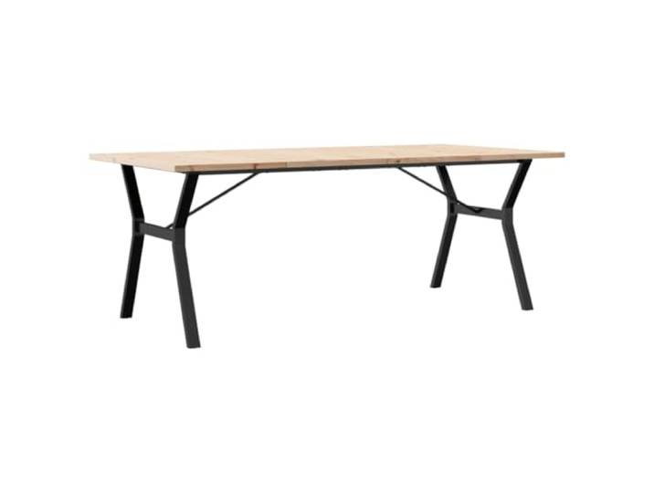 HBBMGYD Esstisch, Y-Rahmen, 200 x 100 x 75,5 cm, Kiefernholz, massiv, Stahl Gerade Maserung, rustikale Knoten, robuste Oberseite, täglicher Gebrauch, geselliges Essen