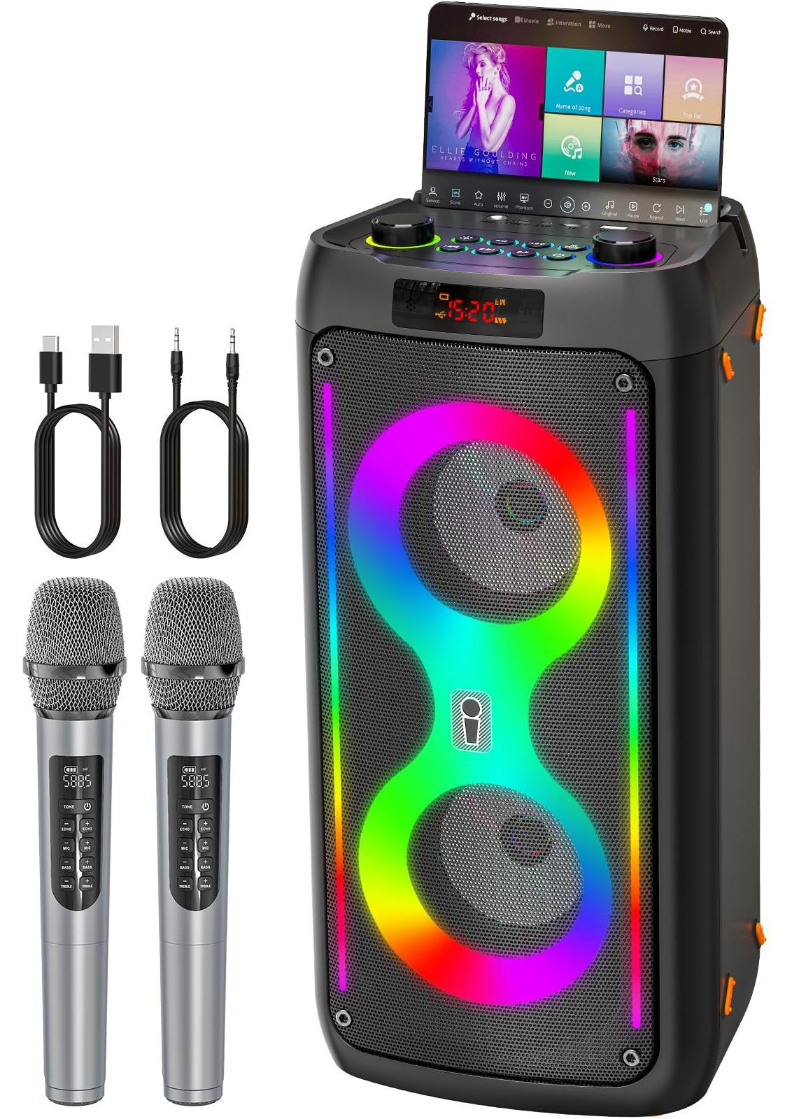 Selius Draagbare Bluetooth Karaokeset - 2x30W - Zwart