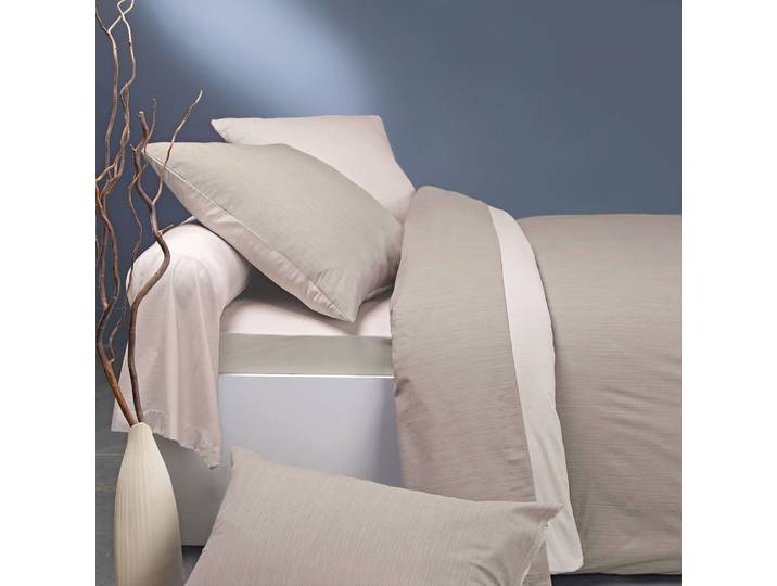 Parure bicolore en bambou lin/crème 220x240