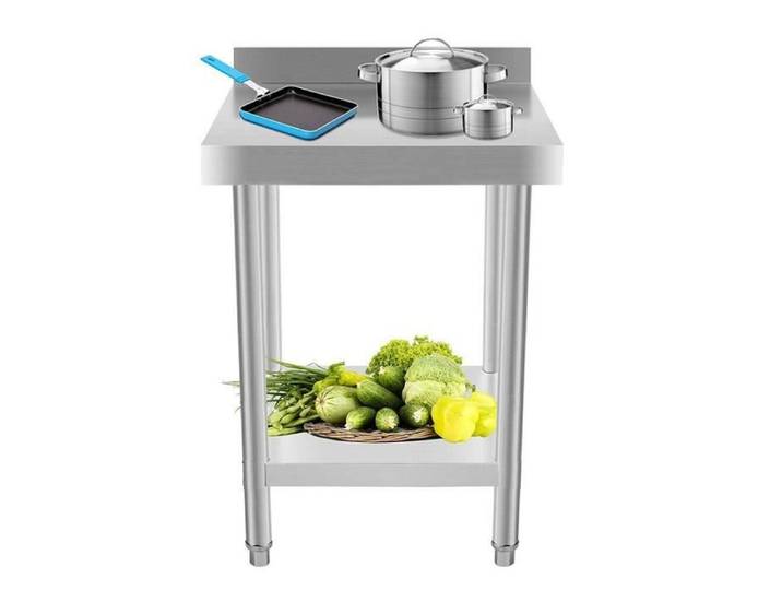 Plan de travail de cuisine en inox Bc-elec WT2424B avec rebord 60x60cm