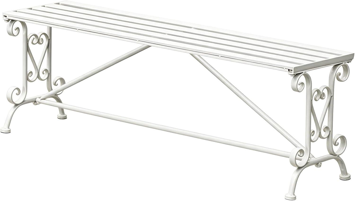 Weiße Metall-Gartenbank mit 100 cm Länge für Balkon, Terrasse und Garten