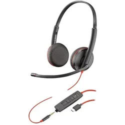 HP Poly Blackwire 3225, Kopfhörer, Kopfband, Büro/Callcenter, Schwarz, Binaural, SCR-Steuereinheit (Kabelgebunden, USB-C), Office Headset, Schwarz