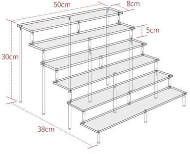 Uplift Treasures Clear Acrylic Multi Tier Display Riser Stand 6 Tier 50x8cm Firm