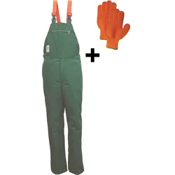 Bullstar  Schnittschutzlatzhose  Arbeitshose  grün/orange  EN  381-5  Gr.  M  +  Gratis  Criss-Cross-Handschuh