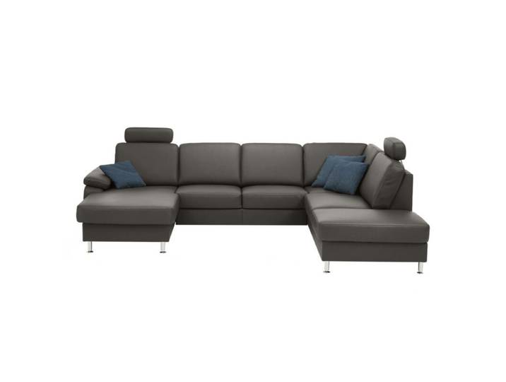 Couchliebe Prato Wohnlandschaft - Echtleder Torro schoko - ohne Funktion - inkl. Kopfstütze - Ja ohne Funktion Modern, Zeitlos