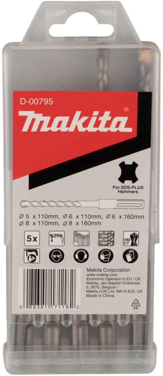 Makita D-00795 B2S SDS-Plus Betonboorset, 5-delig