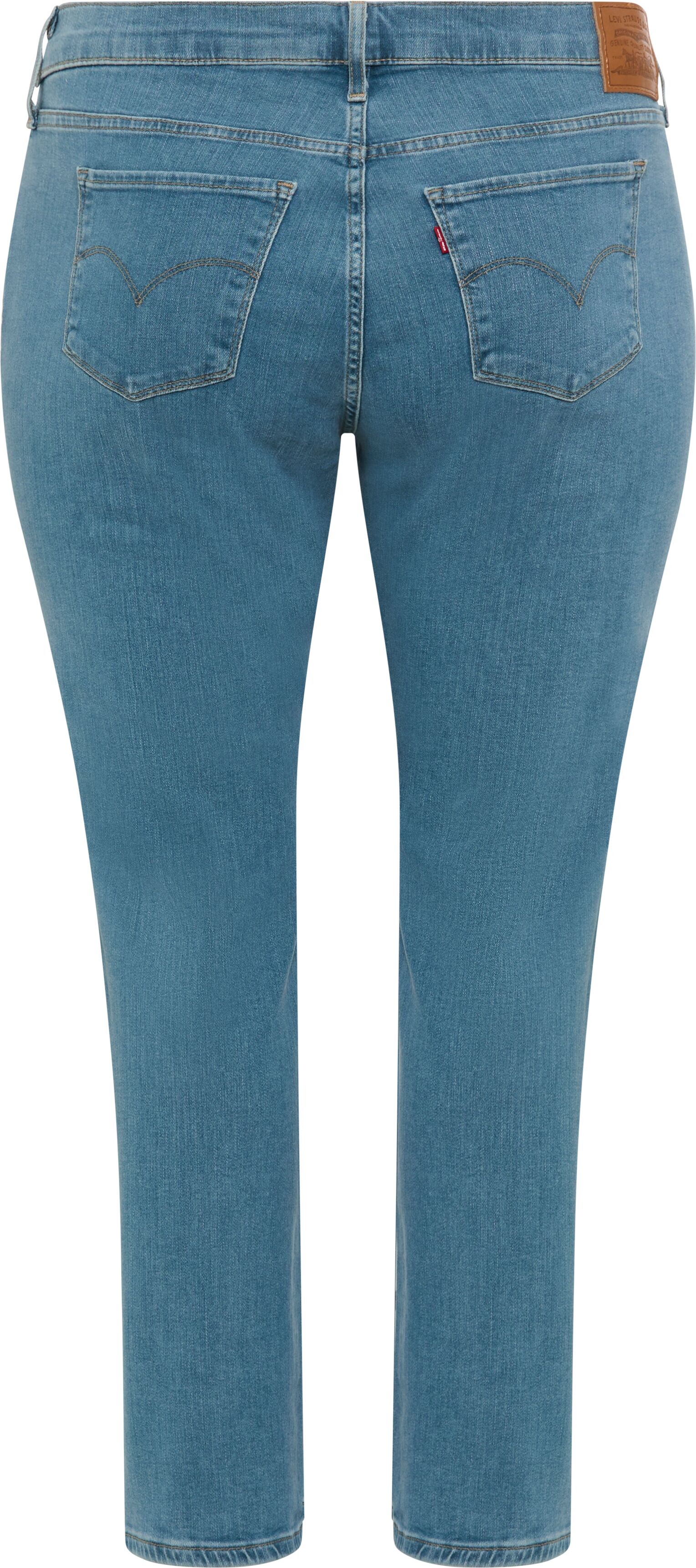 Straight-Jeans LEVI'S PLUS "314 Shaping Straight", Damen, Gr. 18 (50), Länge 32, blau (most likely), Denim/Jeans, Obermaterial: 85% Baumwolle, 7% Lyocell, 6% Elastomultiester, 2% Elasthan, lang, Jeans Straight-Jeans, in Baumwoll-Stretch most likely 18 (50