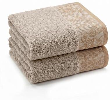 Superior Wisteria 2-Piece Cotton Bath Towel Set - Floral Jacquard Border Full Body Bath Towels