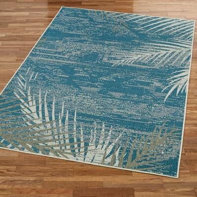 Couristan "Distressed Palm Rectangle Rug, 5'10"" x 9'2"", Sapphire"