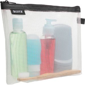 Leitz Reißverschlussbeutel 4014, WOW Traveller Kosmetik, A5, Zip-Beutel schwarz / transparent, EVA-Folie, Dehnfalte, 1 Fach