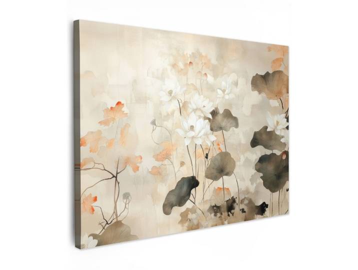 LEINWANDBILD Blumen - Japandi - Wabi sabi Wandbilder 80x60 cm