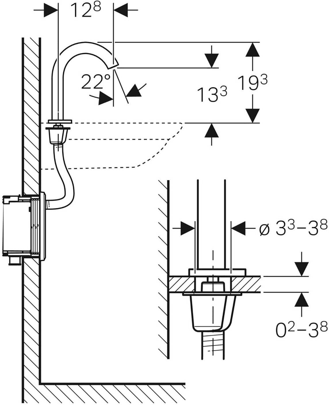 Geberit Piave Waschtischarmatur Standmontage, Batteriebetrieb, für UP-Funktionsbox