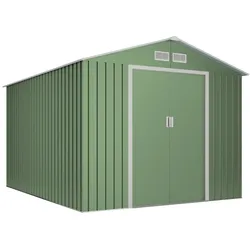 Wasabi - Metallischer Gartenunterstand 8,08 m2 Light Green – Doppeltür-Schiebetür - Belüftungsgitter