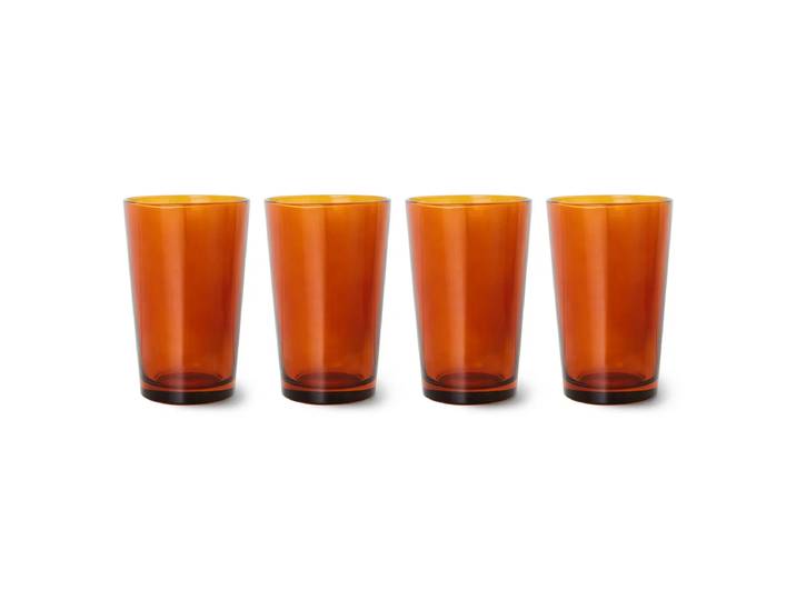 HKliving - 70's Glas Teebecher 430 ml, amber brown (4er-Set)