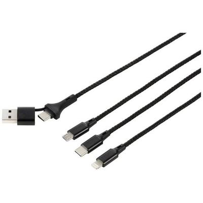 Renkforce USB-Ladekabel USB 2.0 USB-A Stecker, USB-C® Stecker, USB-Micro-B Stecker, Apple Lightning Stecker, USB-C® Stecker 3.00m